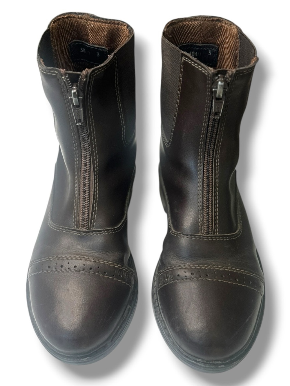 TuffRider Children's Starter Front Zip Paddock Boots - Brown Riding Boots SZ 2
